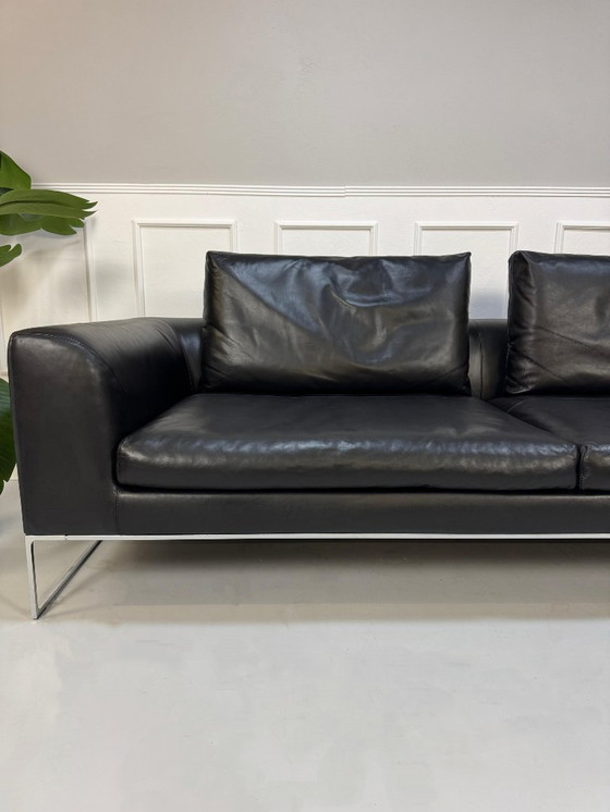 Image 1 of COR Mell Lounge Designer Sofa Couch Black Leather 3 Seater