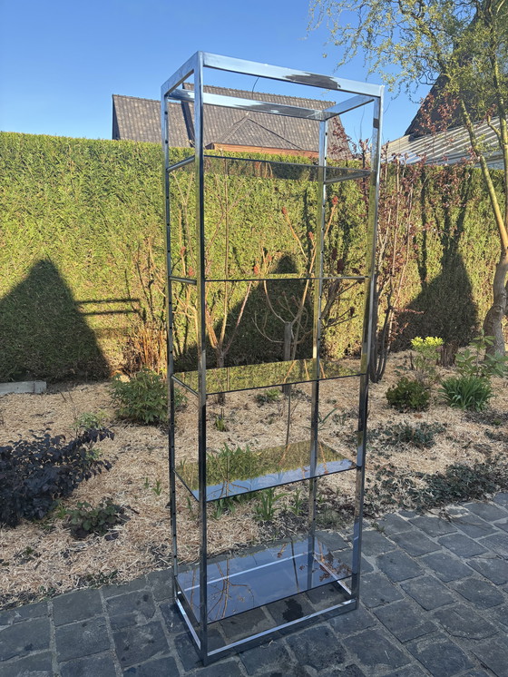 Image 1 of Tablette en chrome et verre fumé 1970