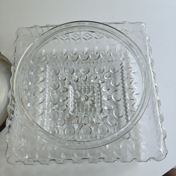 Image 1 of Lampada da soffitto/parete vintage anni '70 in vetro ghiaccio – Brutalismo ed era spaziale