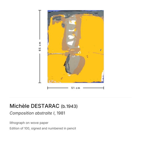 Image 1 of Michèle DESTARAC Composition abstraite I Signierte Lithographie 1981