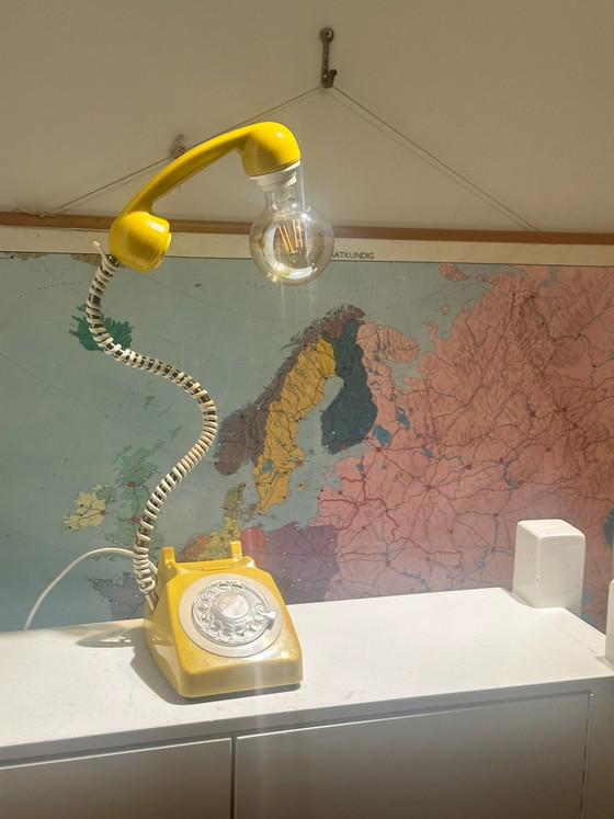 Lampe Téléphone Vintage Jaune – Métal, Plastique (photo 7 of 10)