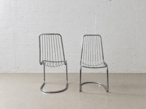 4 Cantilever Wire Chairs in Chrome, 1970s – Side chairs (photo 3 of 15)