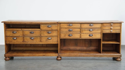 Tall, unique antique pinewood counter/ dresser/ counter