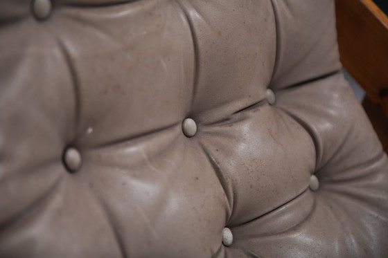 Image 1 of Fauteuil pliant Kon Tiki en cuir rare, conçu par Gillis Lundgren pour IKEA Suède.