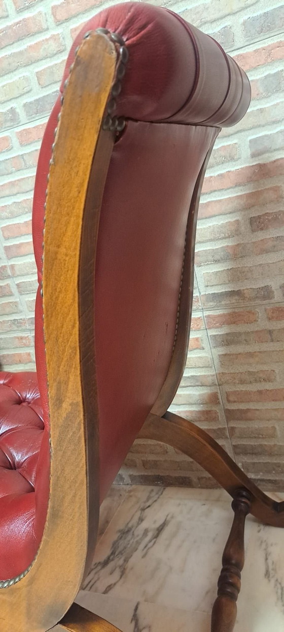 Fauteuil Valentí, Cuir, Métal, Marron (photo 6 sur 8)