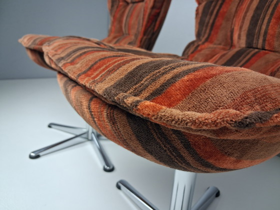 Set van 2 Vintage Draaifauteuils, Jaren 70 – Draaistoelen, Chrome, Textile (photo 7 of 10)