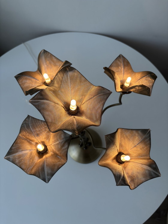 Image 1 of Lampe à fleurs de style Maison Jansen des années 1980 par Van De Heg - Hollywood Regency