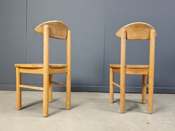 Image 1 of Vintage pine wood dining chairs - 1980s - set of 7