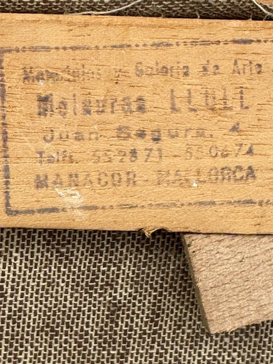Image 1 of Dipinto ad olio vintage di Maiorca "Vicolo Mediterraneo" circa anni '70/'80 - F. Llull - cornice Manacor