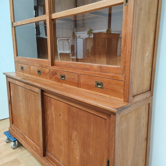 Image 1 of Vintage French country sideboard cabinet, wall cabinet kitchen cabinet Teakwood