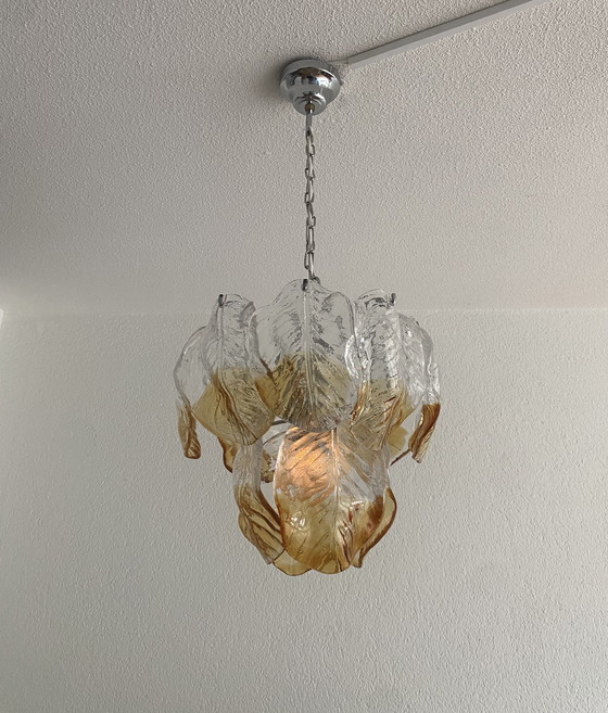 Image 1 of Vintage Frozen leaves hanglamp 70’s