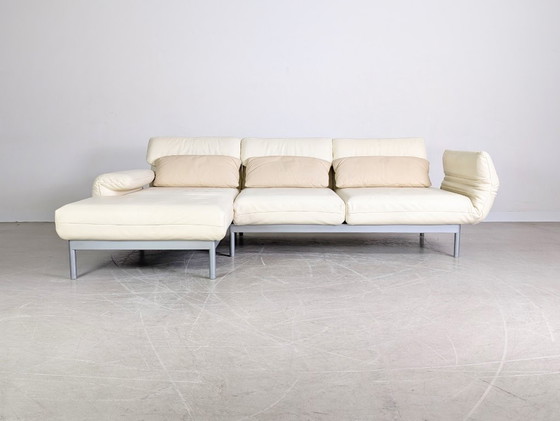 Image 1 of Canapé d'angle Plura original Rolf Benz, cuir beige clair, design crème