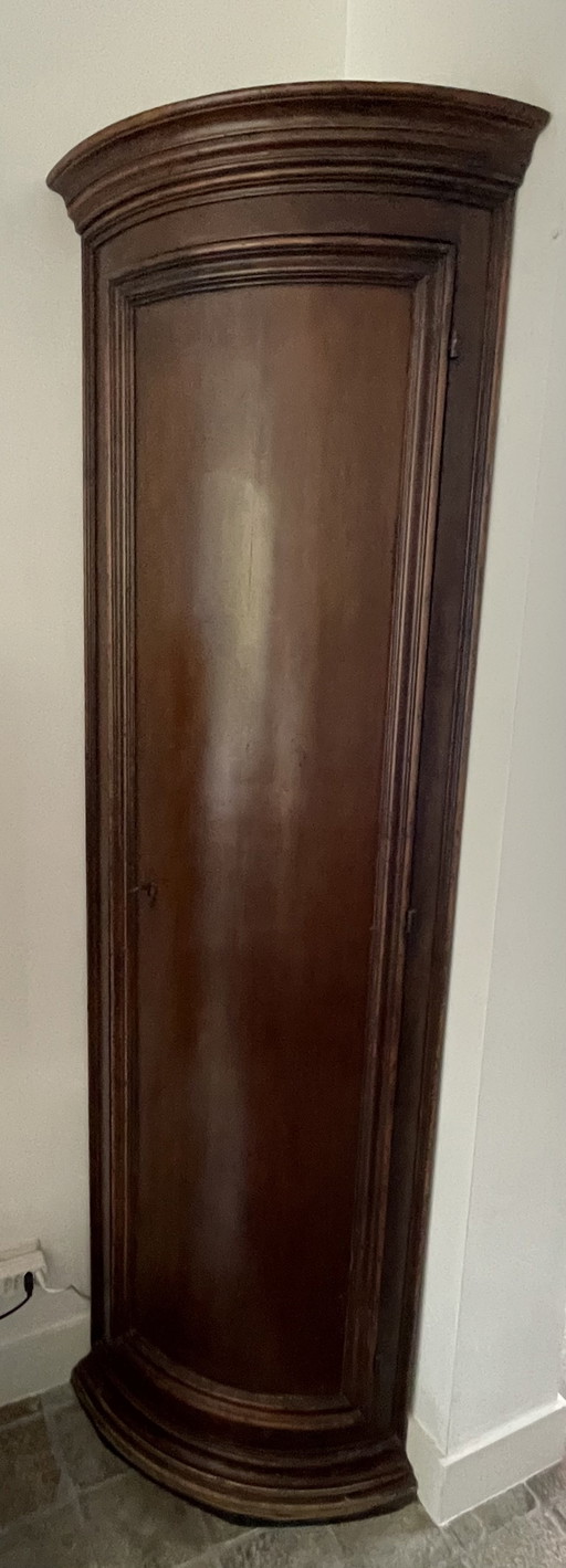 Armario esquinero antiguo holandés Biedermeier de caoba con frontal llamativo (c. 1850) – drankenkasten, Wood