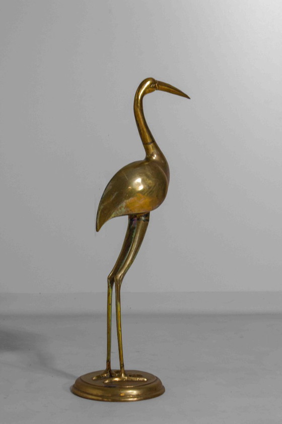 Image 1 of Brass decorative heron sculpture