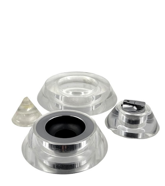 Image 1 of Space age lucite conical smoking set, Italy 1970