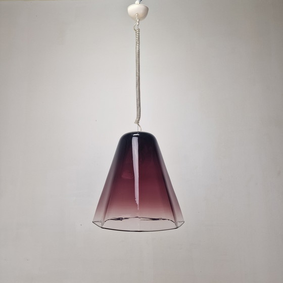 Image 1 of Italiaanse elegantie - Leucos hanglamp met transparant paars Murano glas