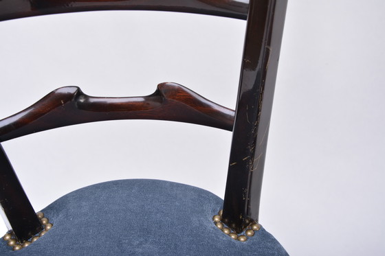 Image 1 of Set of Four Italian High Back Dining Chairs by Aldo Tura