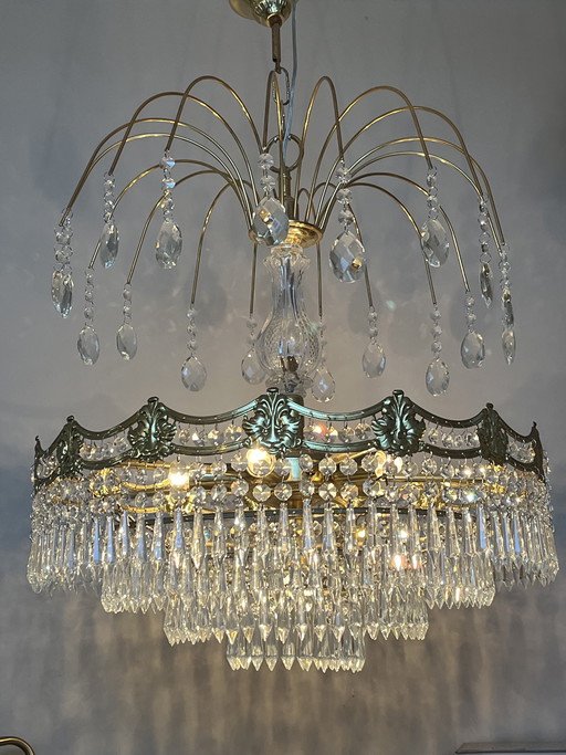 Bolso de cristal vintage XL, candelabro, colgantes de punta de cristal francés