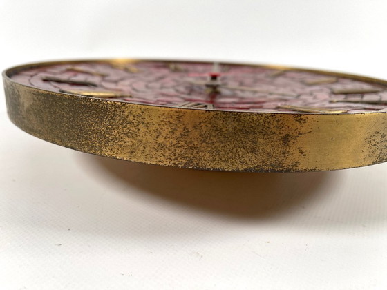 Image 1 of Mid-Century mosaic wall clock, Junghans quartz movement, Ø 28 cm