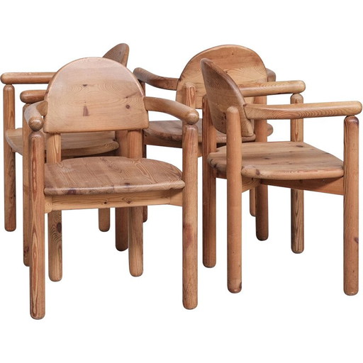 Ensemble de 4 chaises vintage en pin danois, Danemark années 1970