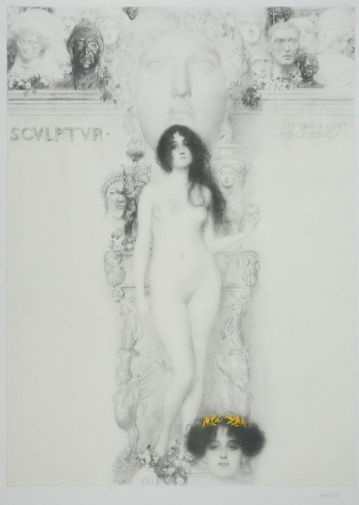 Gustav Klimt: De allegorie van de beeldhouwkunst, gesigneerde lithografie – lithos zeefdrukken, Paper (photo 2 of 15)