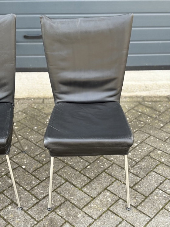 Orea Stoelen 6 Stuks – Label van den Berg, Eetkamerstoelen, Leather, Chrome (photo 4 of 17)