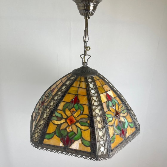 Image 1 of Tiffany-style stained glass pendant light – 40 cm diameter