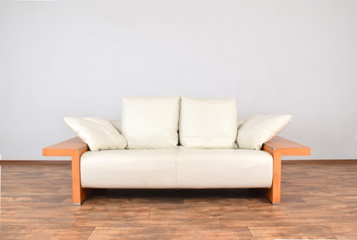 Sofá de piel italiana de Giorgetti, década de 1980.