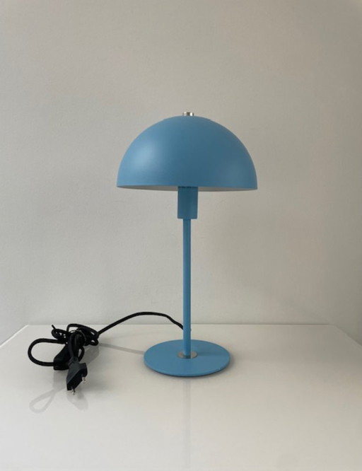 Modern light blue table lamp with dome shade