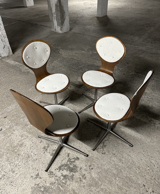 Image 1 of Ensemble de 4 chaises vintage en bois courbé et placage de bois de rose par Elmar Flötotto, Allemagne 1960