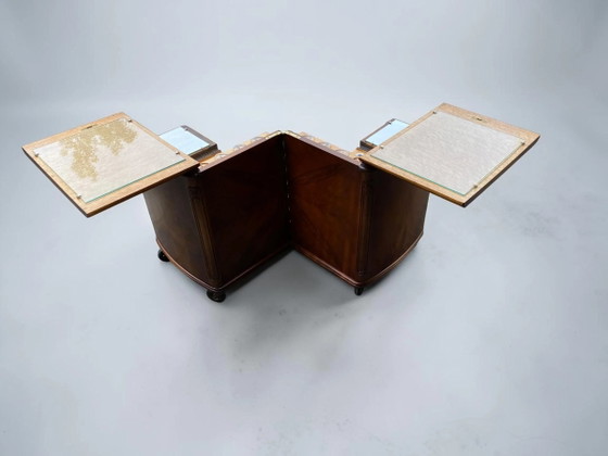 Seltener Luxus Mid-Century Cocktail Servierwagen 1950er – Exklusiver Dry Bar Schrank mit Vogelaugenahorn & (photo 17 of 19)
