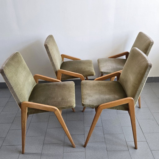 Suite of 4 Vintage Chairs by Louis Paolozzi for Zol, 1950