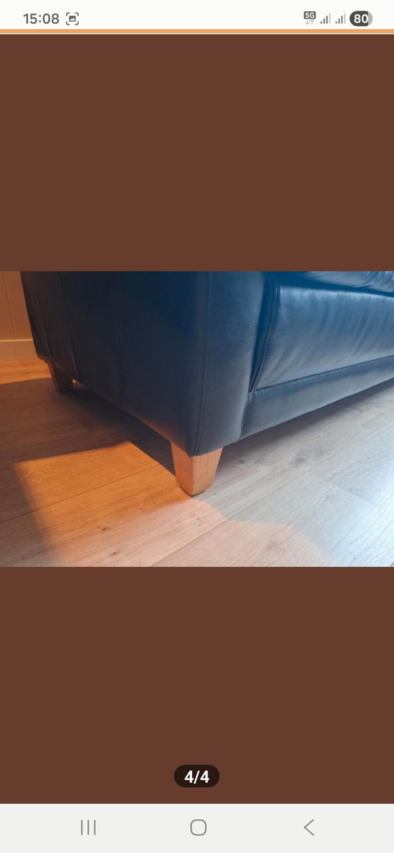 Image 1 of Divano Touché in pelle nera, spazioso due posti