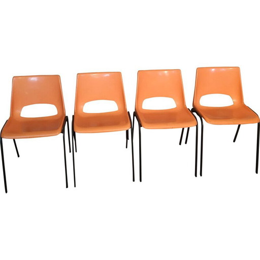 Set di 4 sedie arancioni vintage di Robin, anni '70