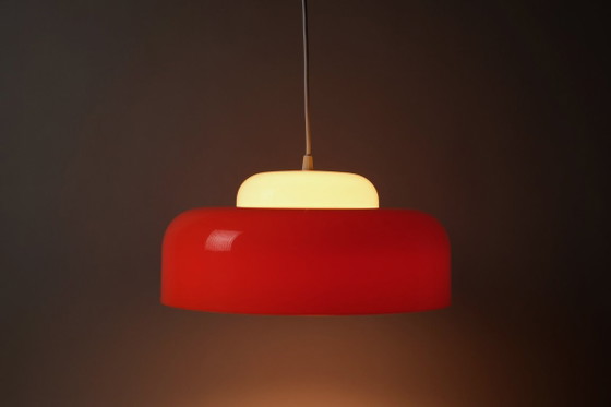 Fagerhults Belysning Suspension, Acrylique Orange et Blanc, Design Space Age des années 1960, Suède. (photo 4 of 11)