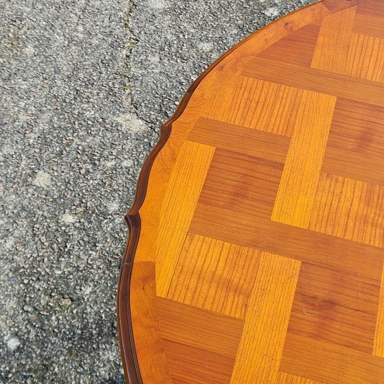 Image 1 of French Vintage Marqueterie Dining Table-extandable Cherrywood Table -Style Louis XV-80s