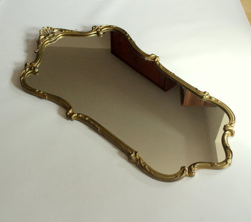 Wardrobe mirror - Wall mirror - Brass frame - Vintage