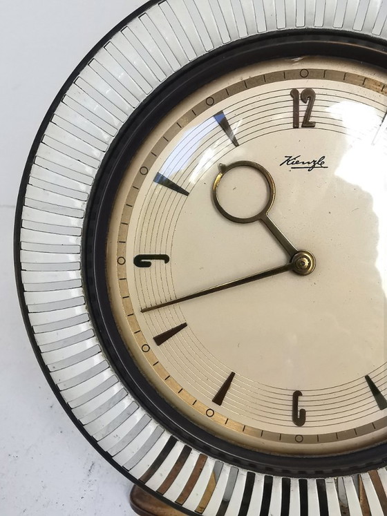 Image 1 of Heinrich Moller design Kienzle years '30 minimal neoclassic desk clock decò 8 days