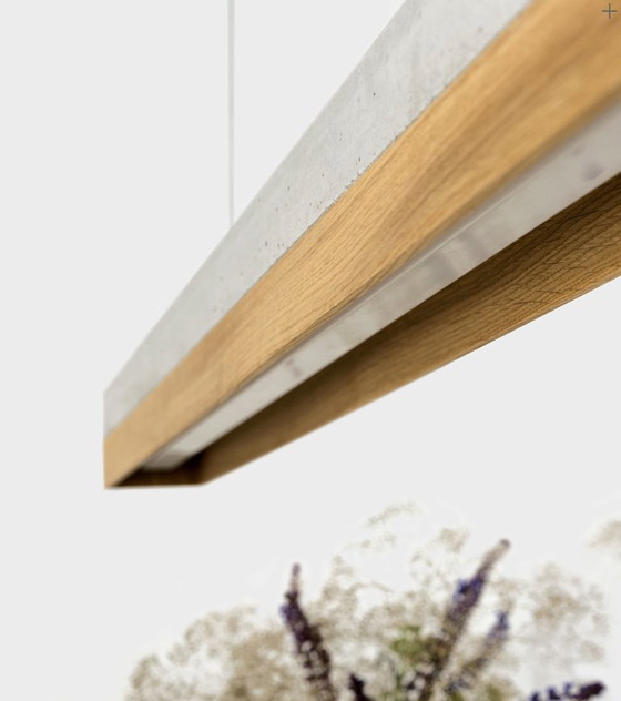 Image 1 of Dark Grey Concrete & Oak Wood Pendant Light