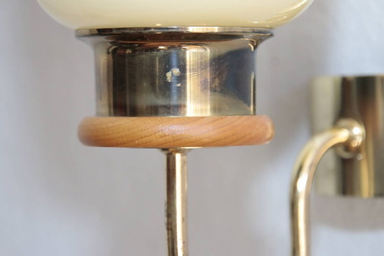 Image 1 of Set of 2 wall lamps brass glass shade 80s J Vintage