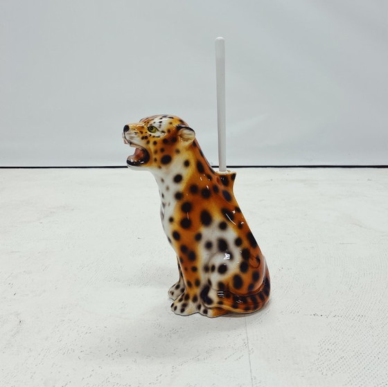 Image 1 of Leopard Ceramic Toilet Brush Holder
