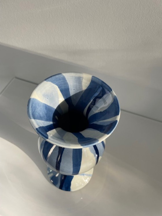 Image 1 of Handmade goblet vase with unique dripping pattern