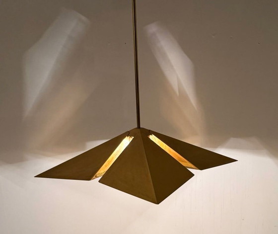 Image 1 of Lampada a sospensione/soffitto in ottone di Vereinigte Werkstätten, Germania, anni '70