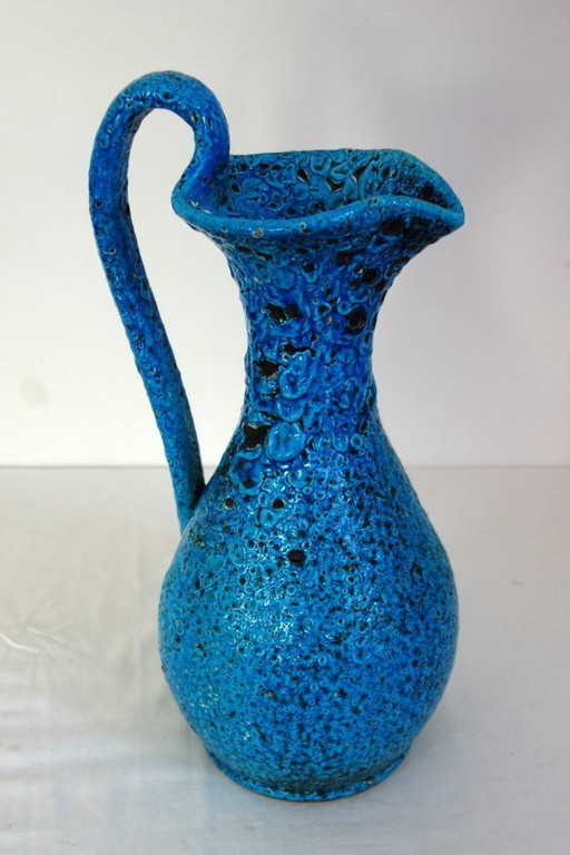 Large vintage fat lava ceramic vase H41cm