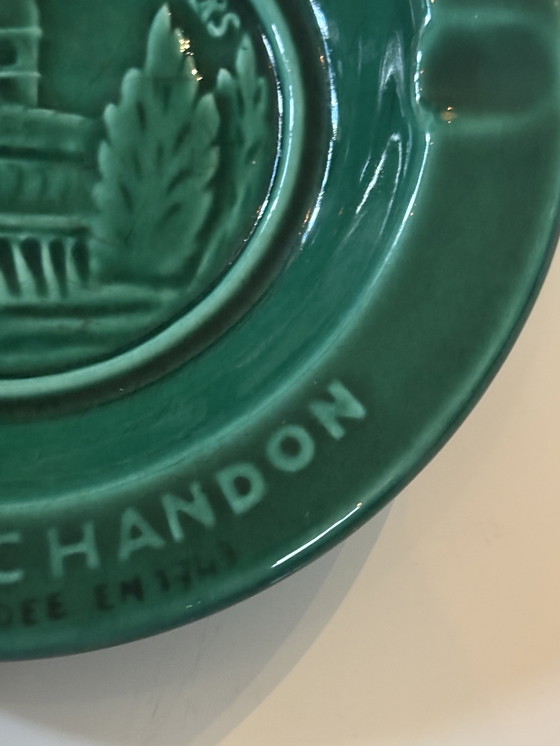 Image 1 of Cenicero publicitario de cerámica verde Moët & Chandon, años 60