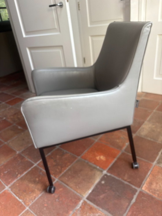 4 x linteloo stoelen, Eetkamerstoelen, Leer, Metaal, Taupe (foto 5 van 5)