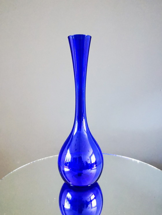 Image 1 of Gullaskruf Blue Bulb Vase 1960