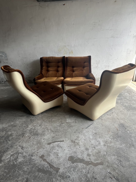 Image 1 of Airborne Modular 4-Sitzer Sofa aus braunem Samt, 1970