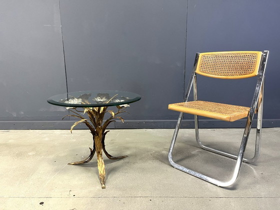 Image 1 of Tavolino a fiori in metallo dorato vintage, anni '60