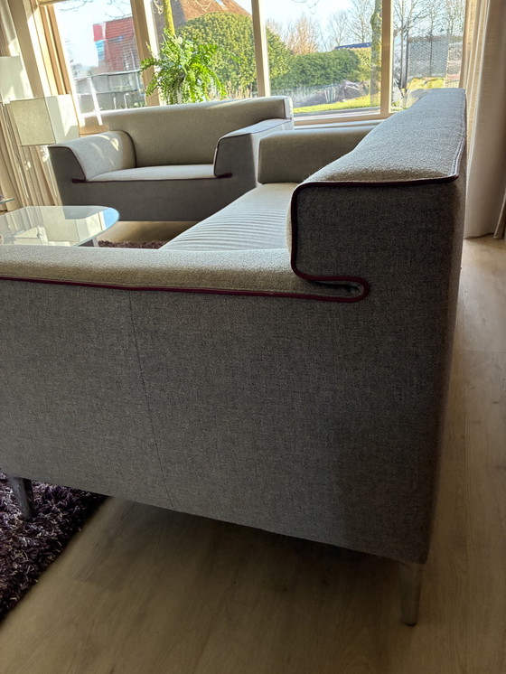 Image 1 of Pode bankstelsel, grijs met paarse bies 